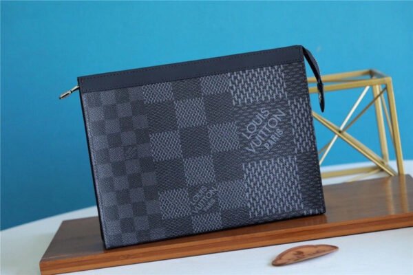 Louis Vuitton Pochette Voyage MM Damier Graphite 3D Canvas Grey For Men, Men’s Travel Accessories 27cm LV N60444 - Image 8