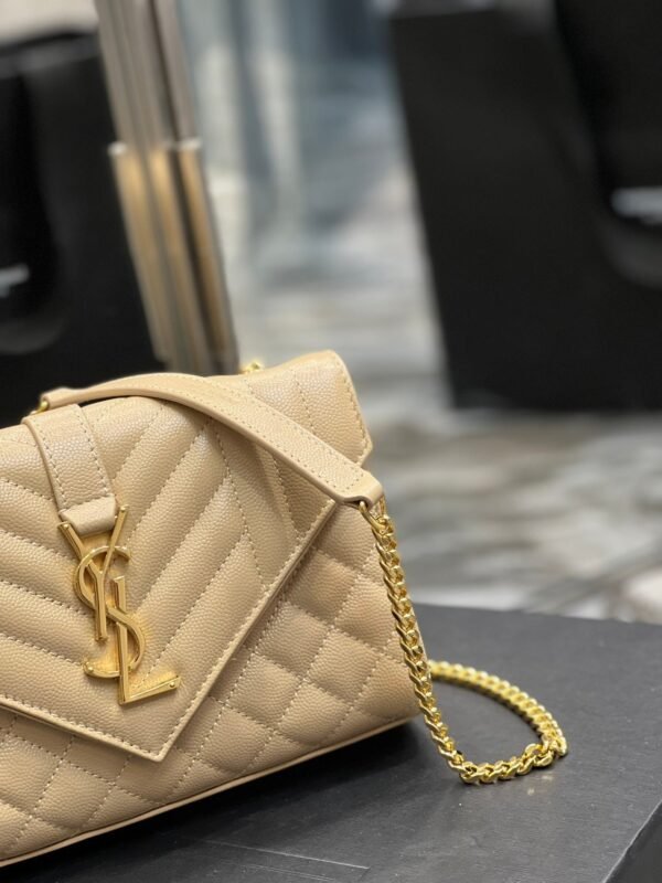 Saint Laurent Small Bag In Mix Matelasse 21cm Beige - Image 8