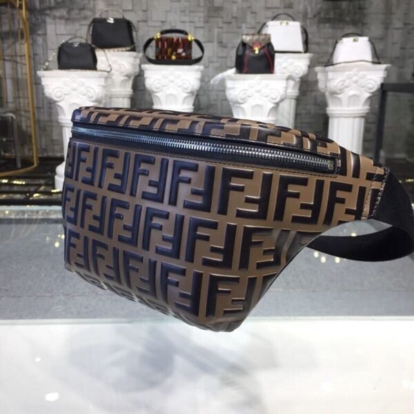 Fendi FF Logo Waist Belt Bag 34cm Calfskin Leather Spring/Summer Collection, Dark Brown - Image 3