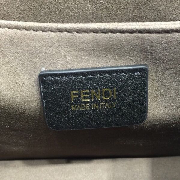 Fendi FF Logo Kan I Bag 20cm Calfskin Leather Spring/Summer Collection Black - Image 9