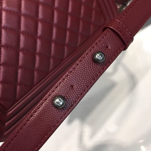 Chanel Boy Bag 25cm Caviar Leather Antique Silver Hardware Spring/Summer Act 1 Collection Burgundy - Image 9