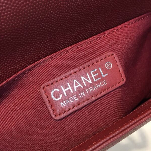 Chanel Boy Bag 25cm Caviar Leather Antique Silver Hardware Spring/Summer Act 1 Collection Burgundy - Image 15