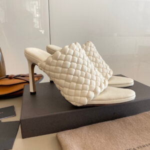 Bottega Veneta Curve Mules 9.5cm Heel Lambskin Leather Spring/Summer 2020 Collection, White