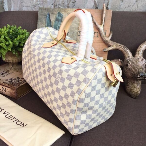 Louis Vuitton Speedy Bag 35cm Damier Azur Canvas Spring/Summer Collection N41369, White - Image 4