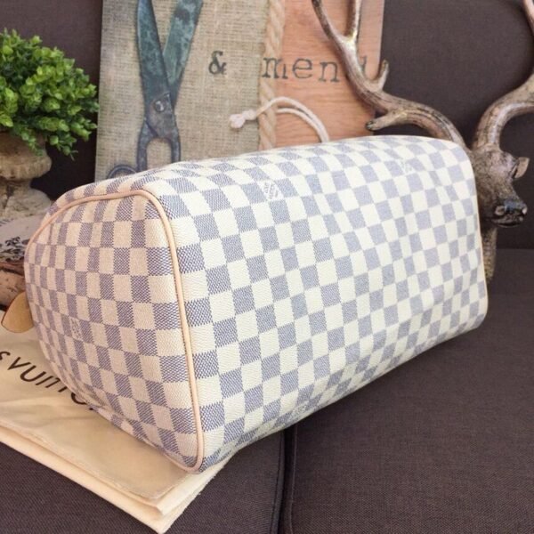 Louis Vuitton Speedy Bag 35cm Damier Azur Canvas Spring/Summer Collection N41369, White - Image 5