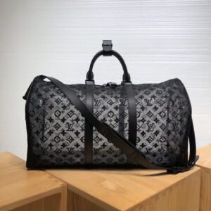 Louis Vuitton Mesh Keepall 50cm Monogram Canvas Matte Black Hardware Spring/Summer Collection M53971, Black