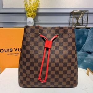 Louis Vuitton Neo Noe BB Bucket Bag 26cm Damier Ebene Canvas Spring/Summer Collection N40214, Cherry Berry