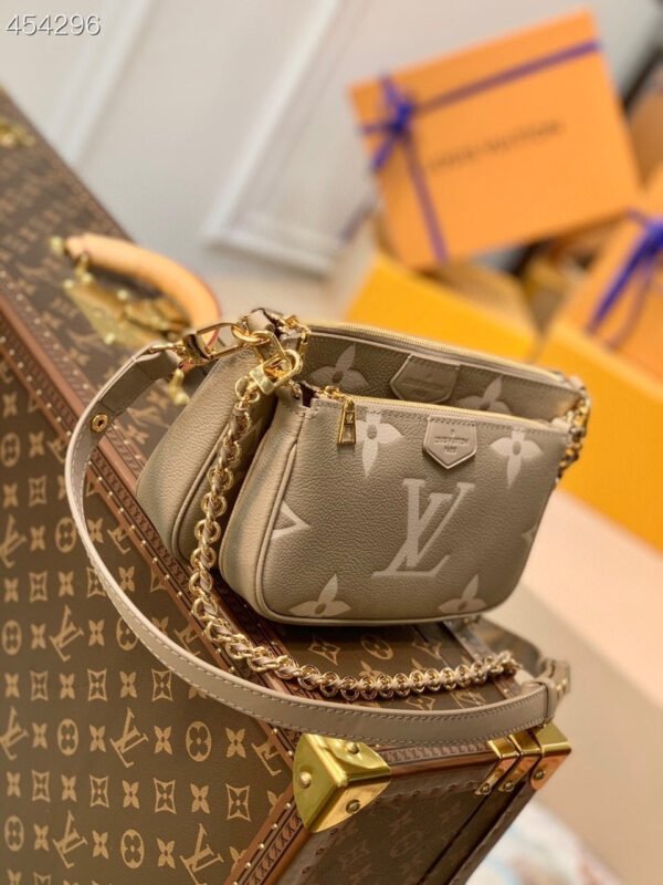 Louis Vuitton Multi Pochette Accessoires Bag 24cm Bi-Color Monogram Empreinte Spring/Summer Collection M45777 Galet - Image 2