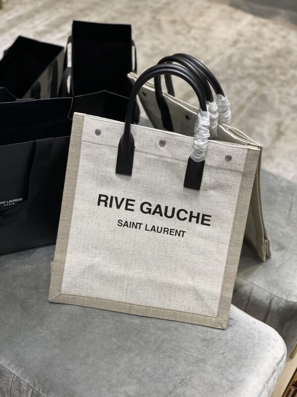 Saint Laurent Rive Gauche North/South Tote Bag In Printed Linen For Women 39cm YSL 632539FAABR9083