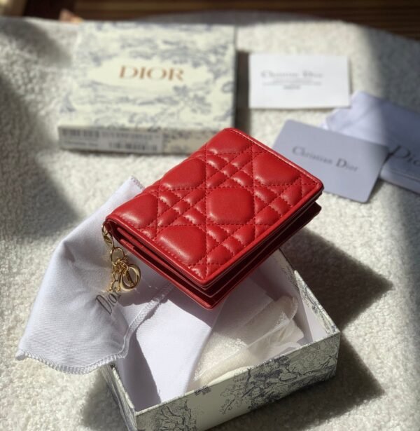 Mini Lady Dior Red Wallet 11cm - Image 4