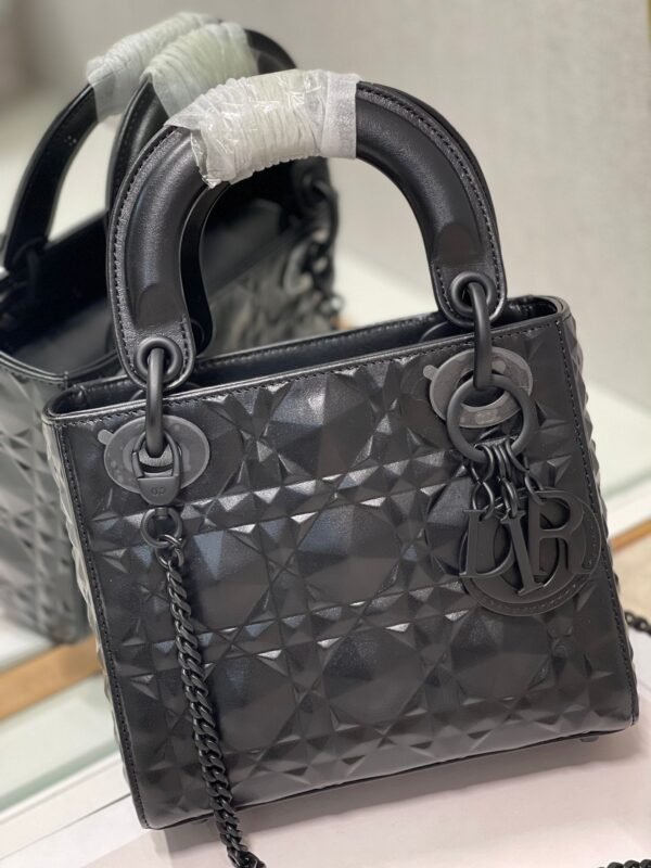 Christian Dior Lady Dior Bag Black Metal Hardware 17cm Black - Image 8