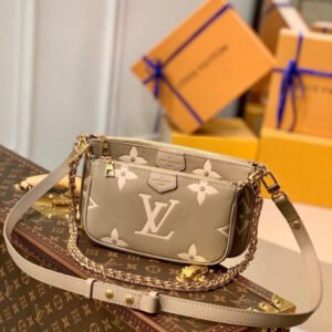Louis Vuitton Multi Pochette Accessoires Bag 24cm Bi-Color Monogram Empreinte Spring/Summer Collection M45777 Galet