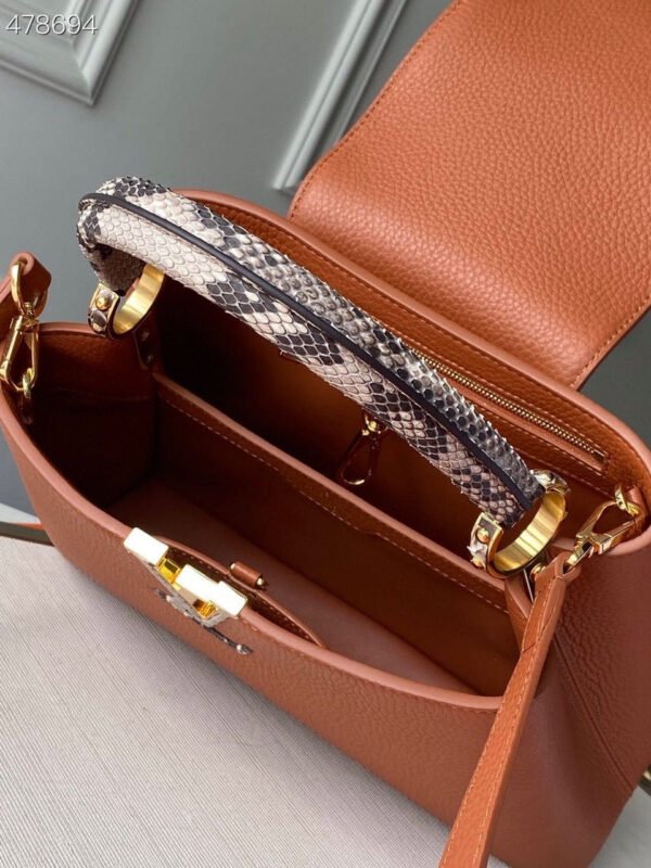 Louis Vuitton Woven Capucines Python Handle Bag 31cm Taurillon Leather Spring/Summer 2021 Collection N98388 Cognac - Image 3