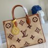 Louis Vuitton OnTheGo MM Bag 35cm Raffia/Cowhide Leather Spring/Summer Collection M57707 Tan