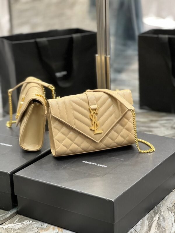 Saint Laurent Small Bag In Mix Matelasse 21cm Beige - Image 7