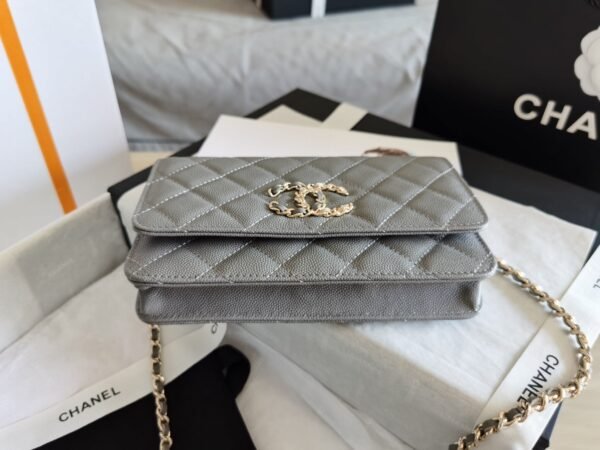 Chanel Mini Flapbag 19cm Grey - Image 4