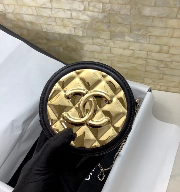 Chanel Round Sling Bag 12cm Gold Toned - Image 6