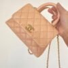 Chanel Flap Bag With Top Handle 19cm Light Brown - Image 3