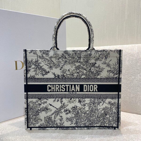 Christina Dior Book Tote Bag 42cm Black/White