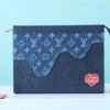 Louis Vuitton Pochette Voyage MM Monogram Drip Blue By Nigo For Pre-Spring, Men’s Travel Accessories 27cm LV M45961