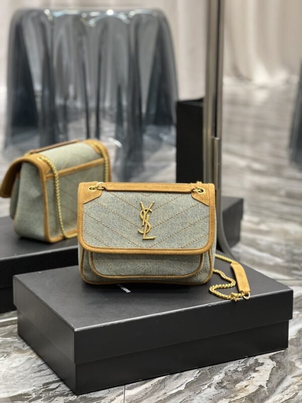 Saint Laurent Niki Mini Chain Bag In Canvas For Women 22cm YSL