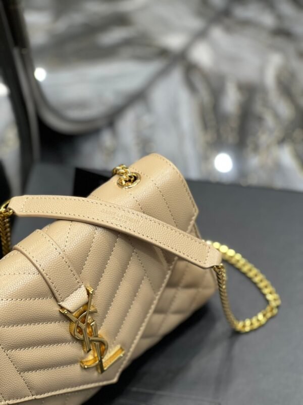 Saint Laurent Small Bag In Mix Matelasse 21cm Beige - Image 6