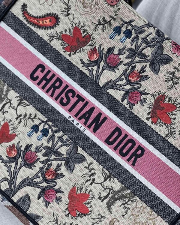 Christian Dior Multicolor Book Tote Flowers Embroidery 42cm - Image 5