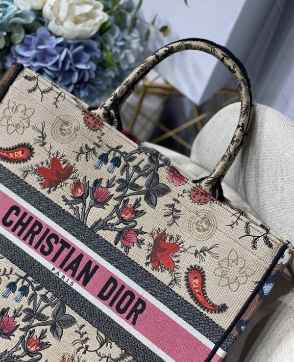 Christian Dior Multicolor Book Tote Flowers Embroidery 42cm - Image 6