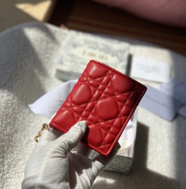 Mini Lady Dior Red Wallet 11cm - Image 9