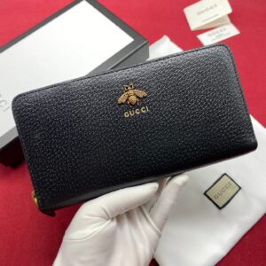 Bee Detailed Hammered Leather Black Clutch 19cm