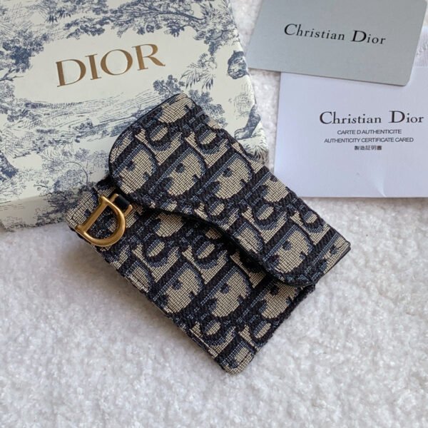 Saddle Lotus Wallet Blue Dior Oblique Jacquard 11cm