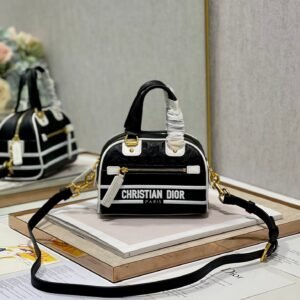 Christian Dior Mini Vibe Zip Bowling Bag 17cm Black