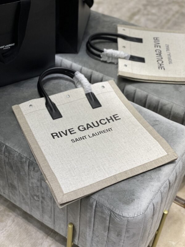 Saint Laurent Rive Gauche North/South Tote Bag In Printed Linen For Women 39cm YSL 632539FAABR9083 - Image 3