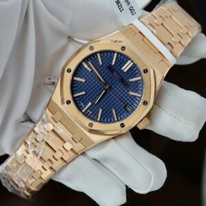 Audemars Piguet 15510R Royal Oak 50th Anniversary Dial Blue Watch 18K Gold Wrapped 41mm