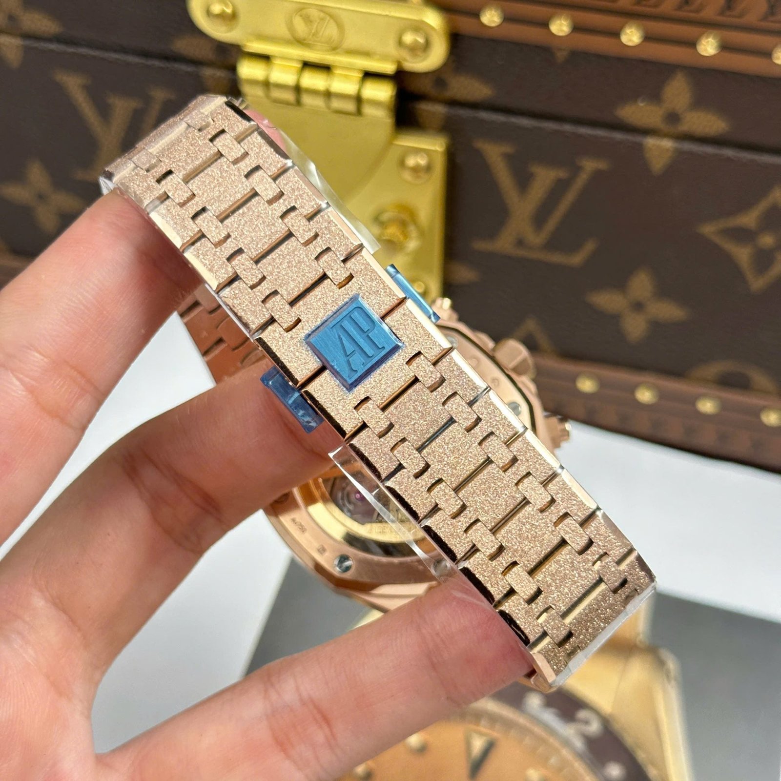 Audemars Piguet Watch Royal Oak Chronograph Frosted Gold 26240 Blue Dial 41mm - Image 11