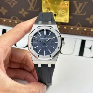 Audemars Piguet Royal Oak 15400ST Watch Blue Dial Rubber Strap 41mm