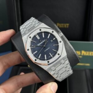 Audemars Piguet Royal Oak 15410 Frosted Gold Watch Blue Dial 41mm