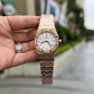 Audemars Piguet Watch Royal Oak Rose Gold White Dial 34mm