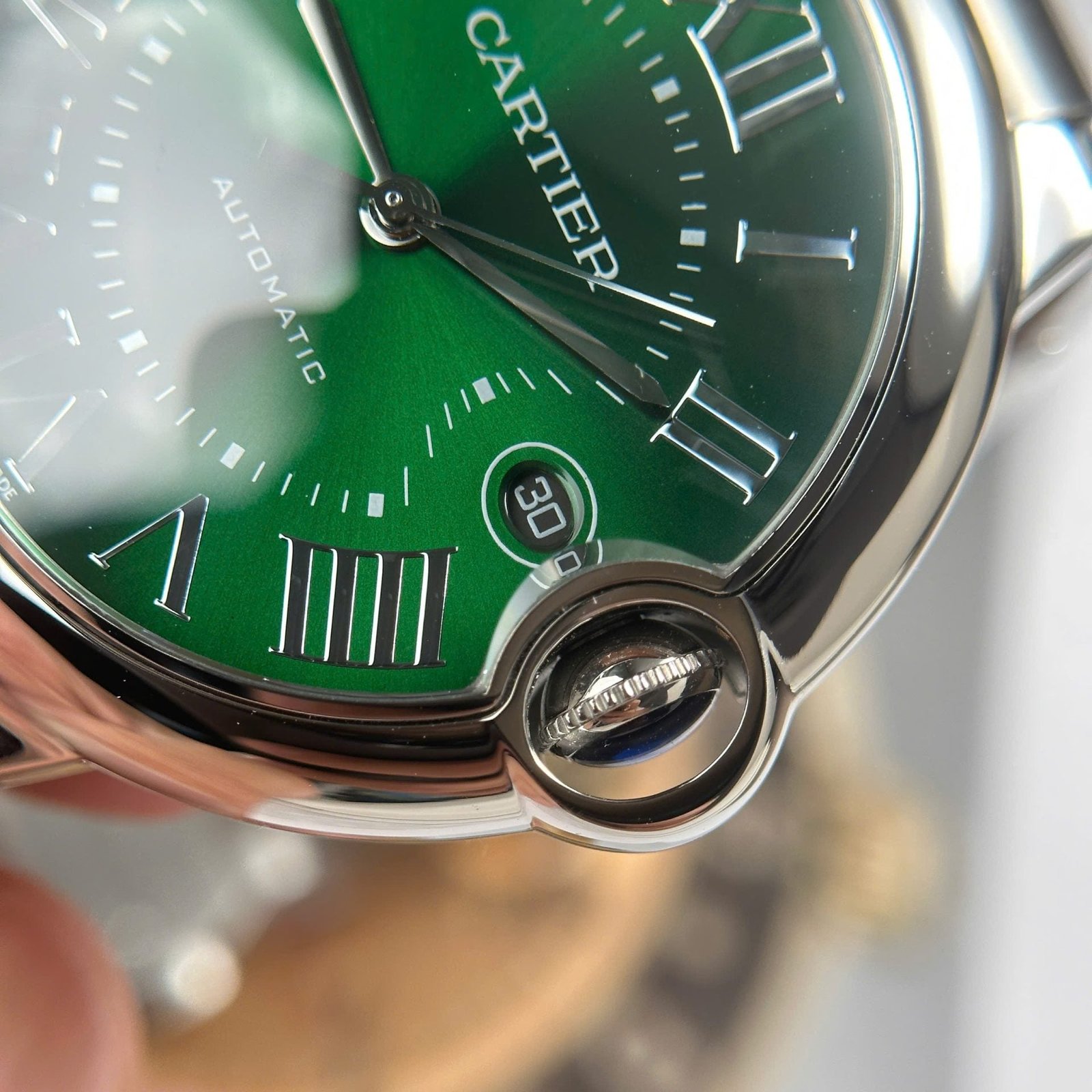 Cartier Ballon Bleu Watch Green Dial Metal Wire 40mm - Image 11