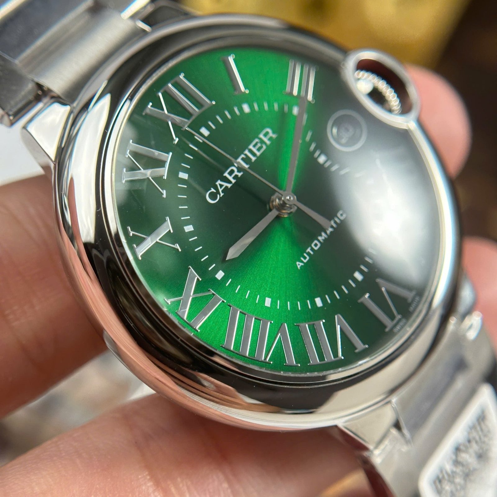 Cartier Ballon Bleu Watch Green Dial Metal Wire 40mm - Image 4