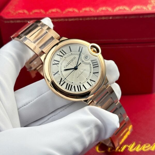 Cartier Ballon Bleu Rose Gold Watch Men’s White Dial 42mm - Image 3