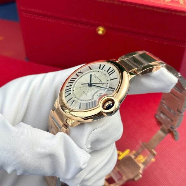 Cartier Ballon Bleu Rose Gold Watch Men’s White Dial 42mm - Image 4