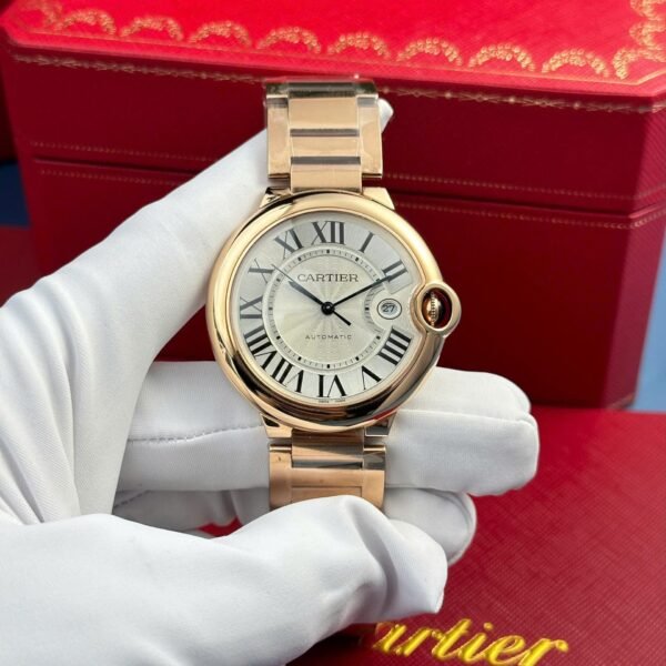 Cartier Ballon Bleu Rose Gold Watch Men’s White Dial 42mm - Image 2