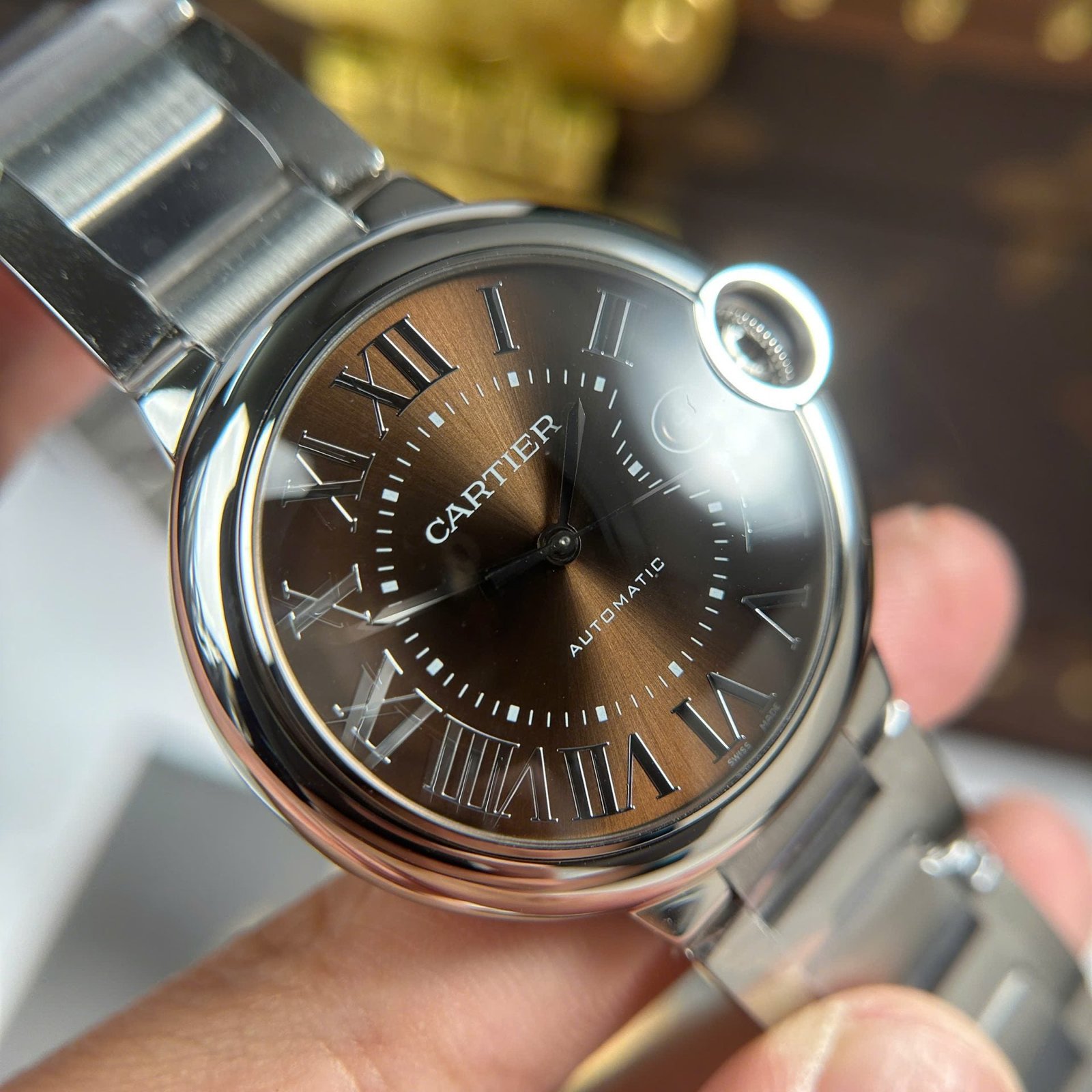 Cartier Ballon Bleu Watch Brown Dial Metal Wire 40mm - Image 4