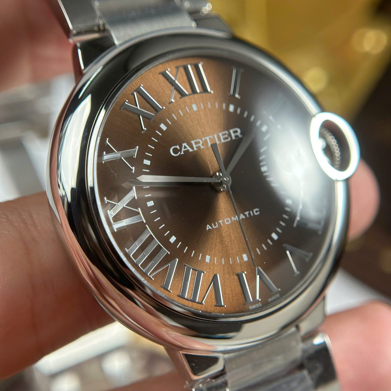 Cartier Ballon Bleu Watch Brown Dial Metal Wire 40mm - Image 5
