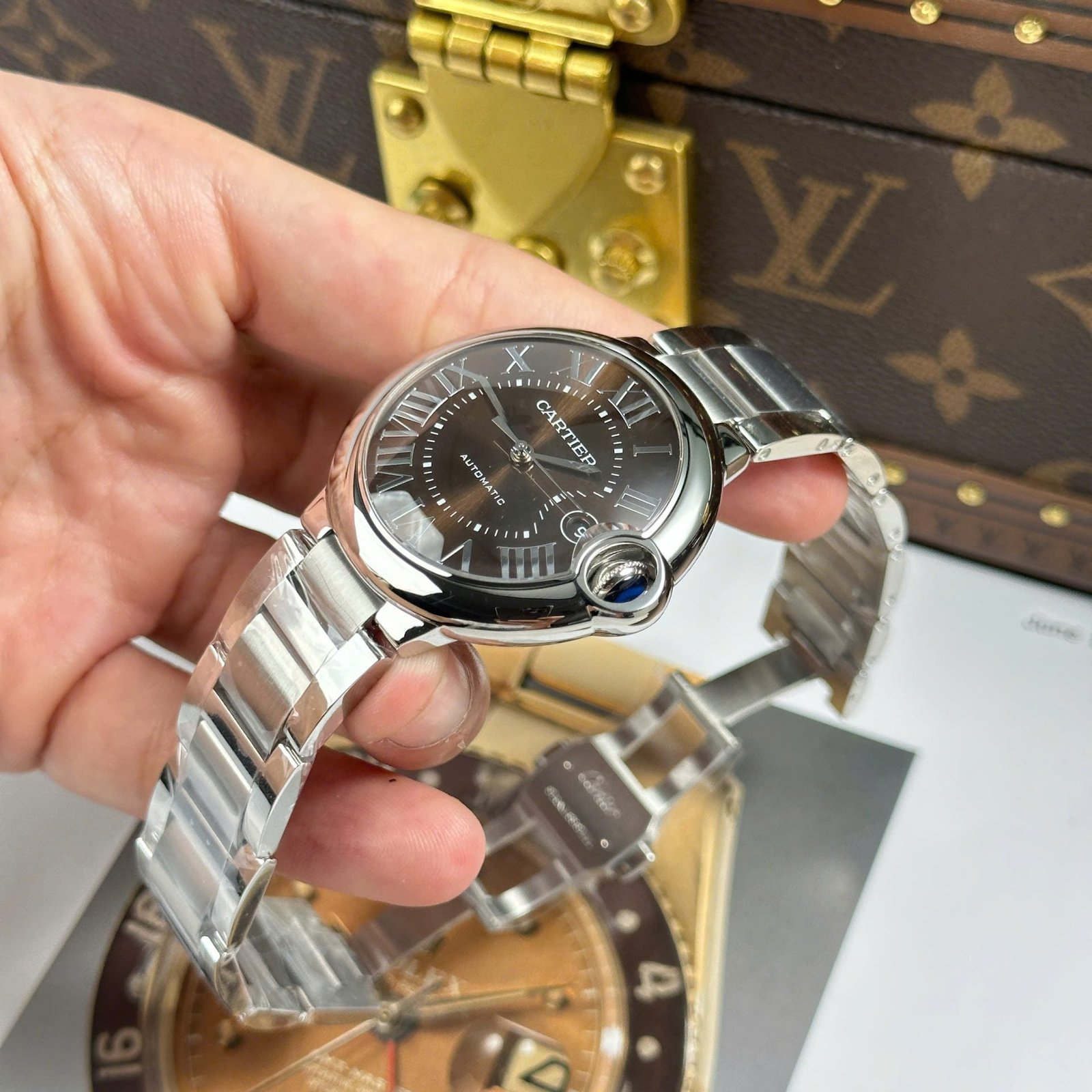 Cartier Ballon Bleu Watch Brown Dial Metal Wire 40mm - Image 7