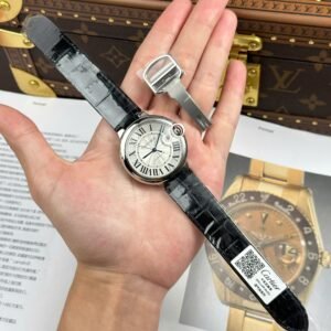 Cartier Ballon Bleu Watch White Dial Leather Strap 40mm