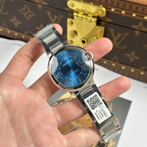 Cartier Ballon Bleu Watch Blue Dial Metal Wire 40mm - Image 2
