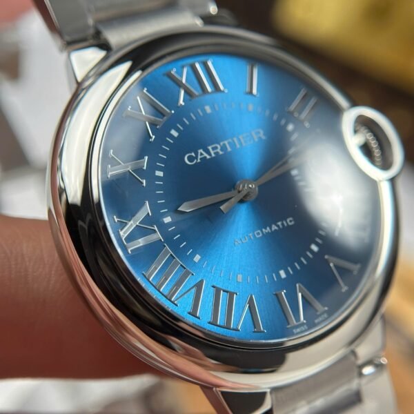 Cartier Ballon Bleu Watch Blue Dial Metal Wire 40mm - Image 5