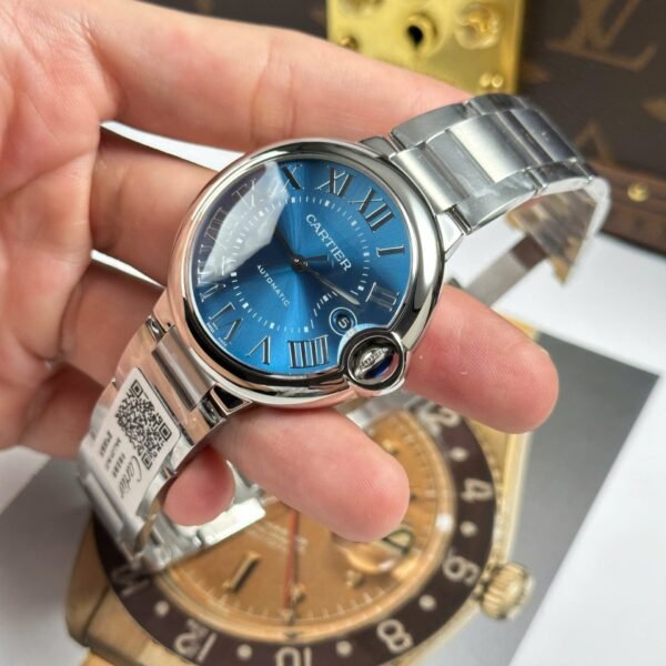 Cartier Ballon Bleu Watch Blue Dial Metal Wire 40mm - Image 4